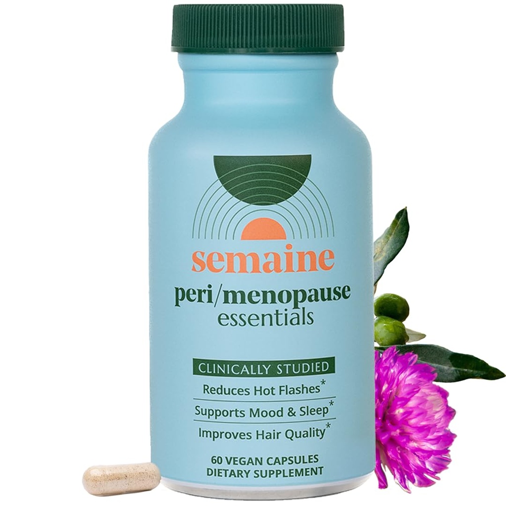 Semaine Peri / Menopauza Essentials, 30 Ct. - Fuller Hair, No More Hot Flash, Hormon Balance, Better Sleep & More - Klinicznie studiowane, Non-Hormonal Formuła