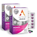 Active Iron Supplement 25mg + Multivitamin dla kobiet - klinicznie udowodnione zwiększenie energii i zmniejszenie zmęczenia - Delikatne, Niestygnujące Żelazko + Multiwitamina Kobiet - 60 Kapsułki + 60 Tabletki