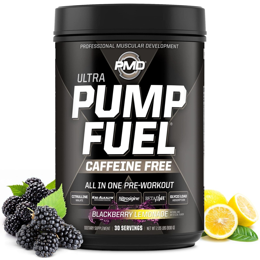PMD Pompa sportowa Paliwo Ultra kofeina - Premium Pre Workout Proszek & Pompa mięśniowa, Greater Focus, Endurance & Recovery, Premium Creaine, Arginina & Beta Alanine - BlackBerry Lemonade (30 Służenie)