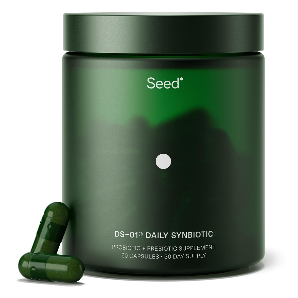 Seed DS- 01 Daily Synbiotic - Prebiotyczne i probiotyczne dla kobiet i mężczyzn - Zdrowie pokarmowe, Gut Health, Wsparcie immunologiczne, Bloating & Conservation Relief - Vegan & Shelf- Stabilny - 30- Day Starter (60ct)