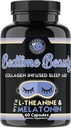 Bedtime Beauty, Collagen Infused Twilight Night Time Sleep Aid, All Natural Pills w. L- Theanine, Melatonina, Magnezu i kwasu hialuronowego Natural Sleepy Girl Mocktail, 60 Kapsułki, 30 Serv