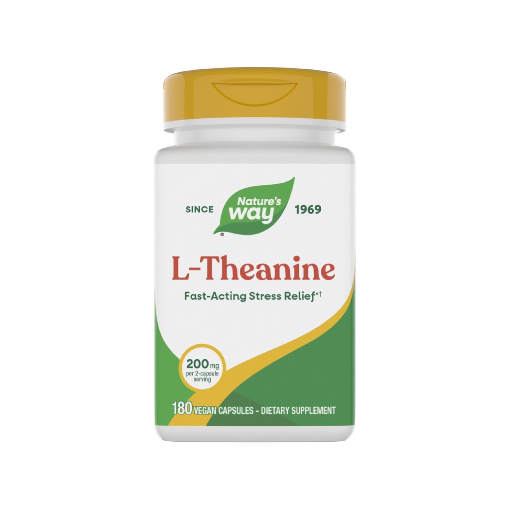 Nature 's Way L- Theanine, Stress Support *, Promotes Relaxation *, 200 mg na 2- kapsułki Serving, Vegan, 180 kapsułek