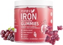 Żelazne Gumiaki Sugar Free, 120 Gumiaki Suplement żelaza dla kobiet Multivitamin z żelazem, Witaminy i Cynk dla kobiet, Mężczyźni i dzieci - Smak winogronowy, Suplement wegański, Folate for Energy - No After Taste