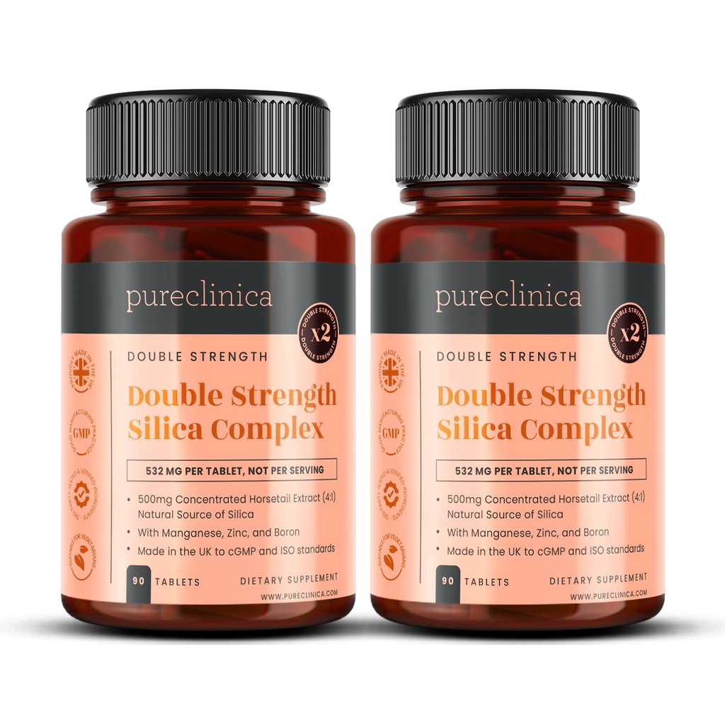 Podwójna siła Silica Complex - 6 Miesiące Dostawy! (2000mg Ekstrakt Horsetail x 180 Tabletki (2 Butelki po 90))