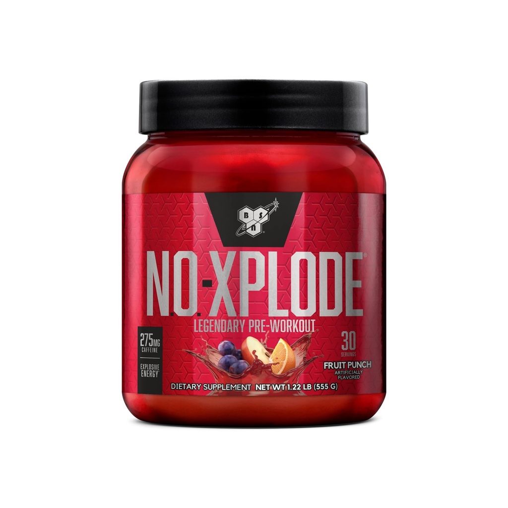 BSN N.O.-XPLODE Proszek do wstępnego treningu, Suplement energetyczny dla mężczyzn i kobiet z kreacją i alaniną Beta-, owocowy Punch, 30 Służenia, 1.2 Funt (Opakowania może Vary)