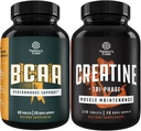 Paleta Branch Chain Amino Acids Supplement and High Strength Tri Phase Creatine Pills - Vegan BCAA Capsules Post Workout Odzyskiwanie mięśni i wsparcie wzrostu - Muscle Mass Gainer i Muscle Recovery