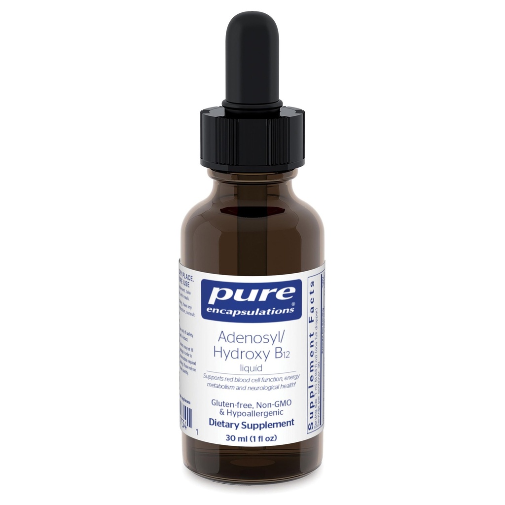 Pure Encapsulations Adenosyl / Hydroxy B12 Liquid 30 ml - Wspomaga metabolizm energetyczny i zdrowie neurologiczne * - dla wspomagania mózgu * - Gluten Free - Vegan - 1 Fl Oz