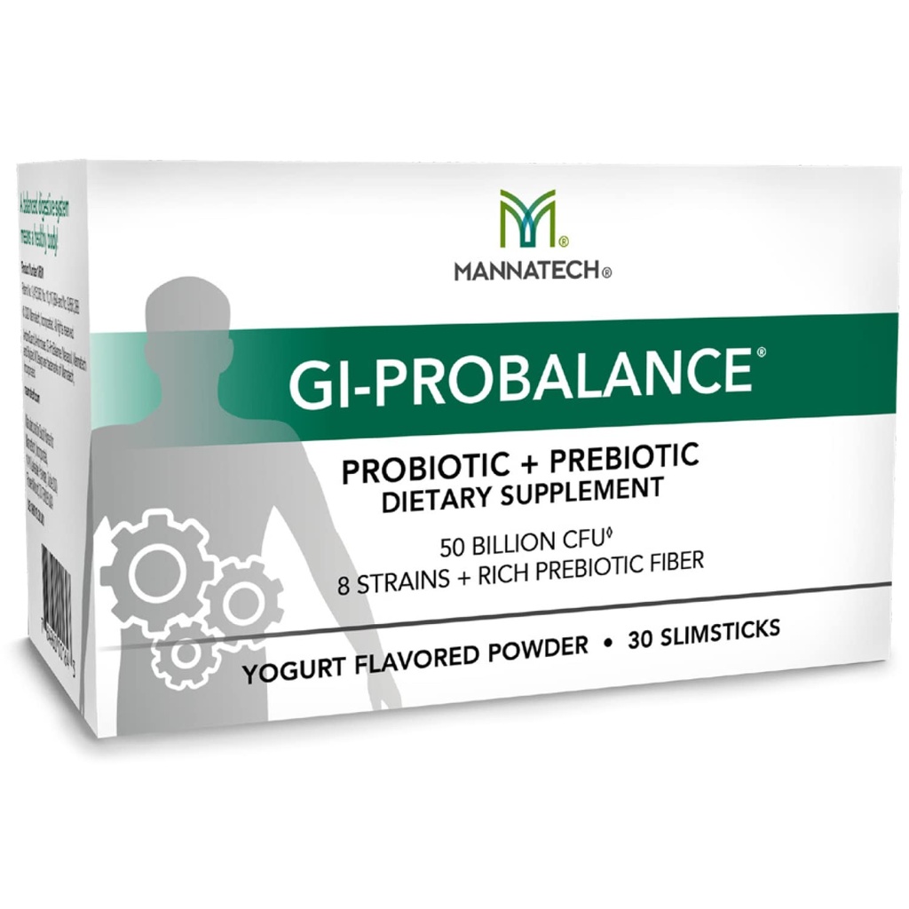 Mannatech Prebiotyki i Probiotyki, 30 Slimsticks, Yogurt Flavor, GI- ProBalance w / MannaBiotic Mieszanka, Pre i Probiotyki Proszek do Gut Health, w / 8 Szczeliny, Bogate Fiber Prebiotyczny & 50 Miliard CFU