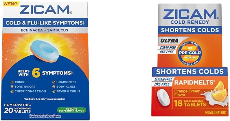 Zicam Cold & Flu Objawy 20 Tabletki Ultra Cold Remedy Rapidmelts 18 Hrabia Homeopatic Cynk Cold Shorting