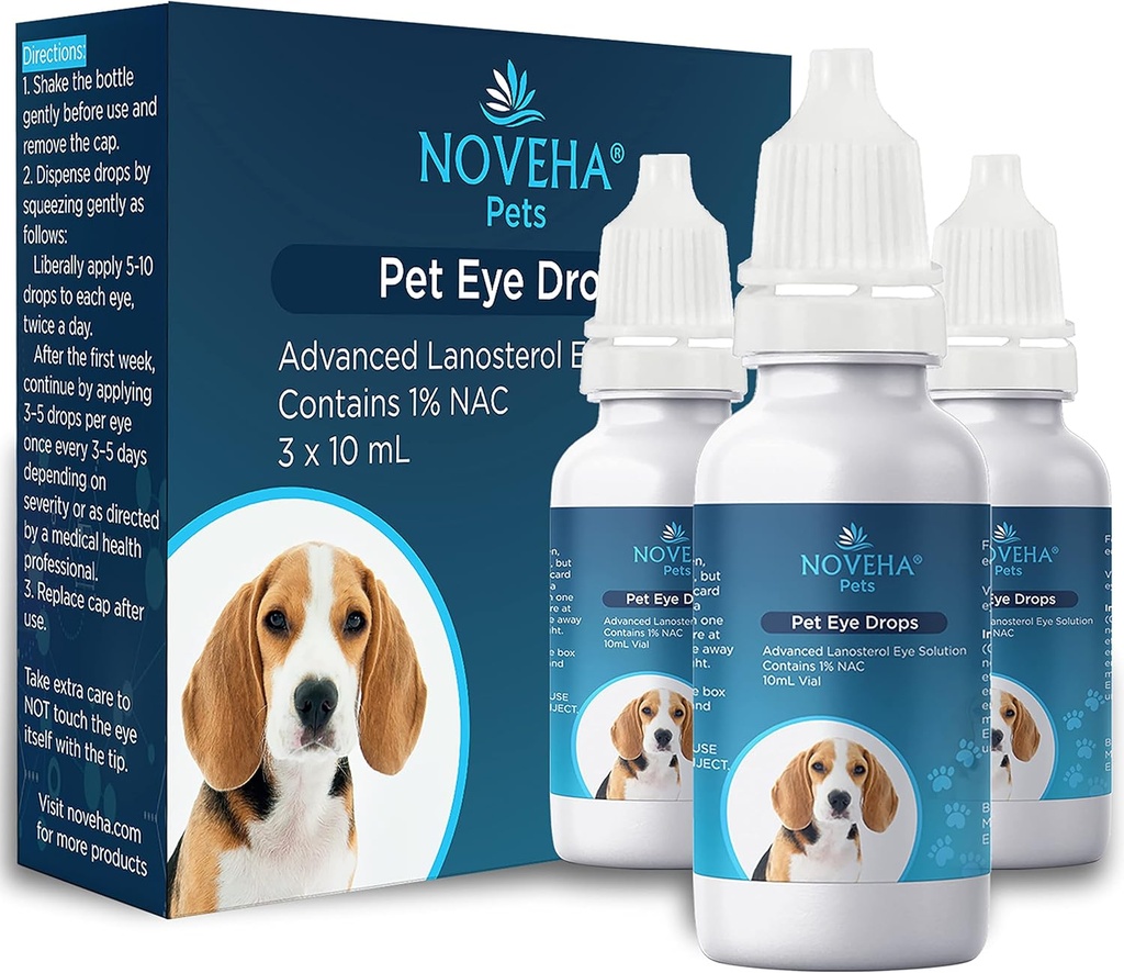 NOVEHA Pet Drops Wash - Delikatne i bezpieczne czyszczenie dla psów, kotów, koni i królików - 3x10ml