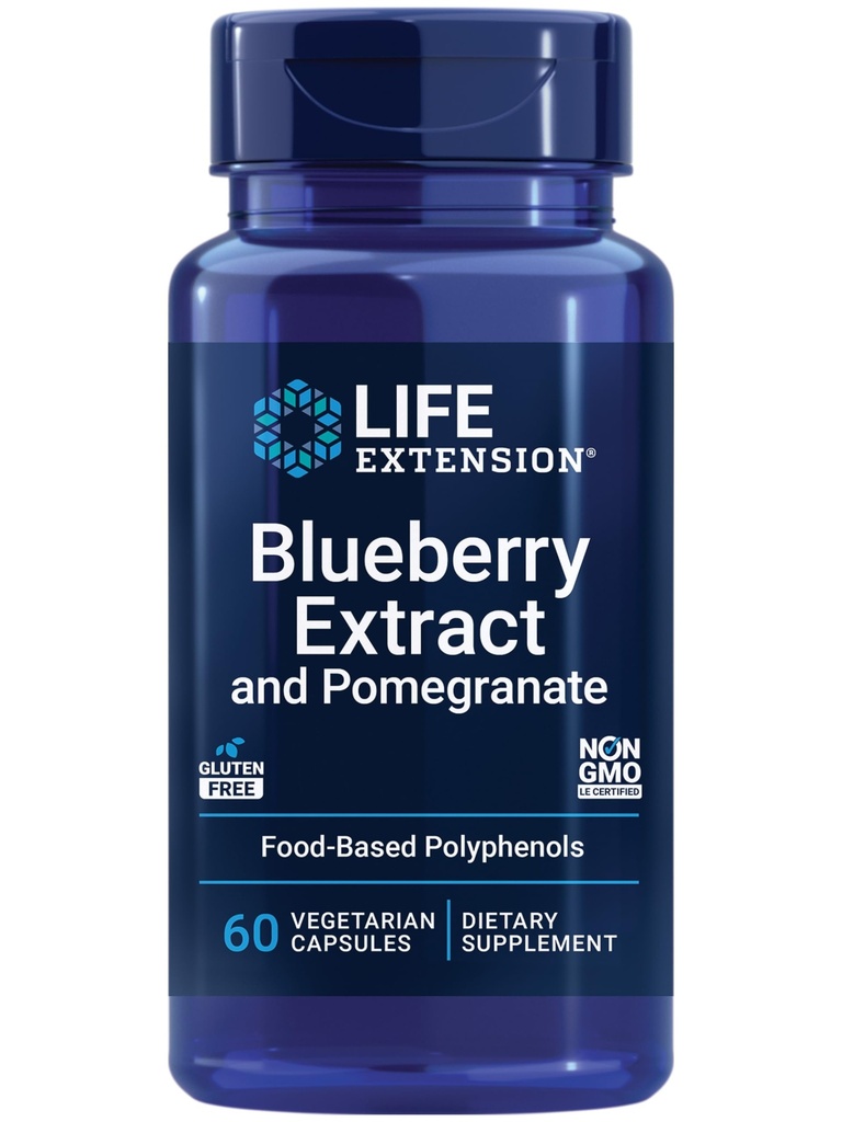 Life Extract Blueberry i Pomegranat, wsparcie zdrowia tętniczego, przeciwutleniacz obrony, Gluten- Free, Non-GMO, Wegetarianin, 60 Kapsułki wegetariańskie