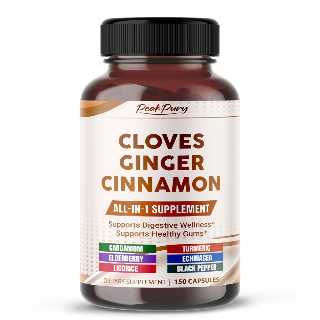 Ultra Goździki z Ginger & Cinnamon - All- in-1 Suplement do Pomocniczego Poparcia Zdrowia - Made in The USA - 150 Kapsułki