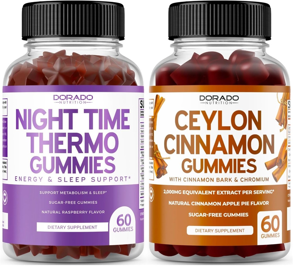 Night Time Fat Burner (60 Gummies) Weight Loss & Metabolizm Malina aromat Melatonina Suplement i Ceylon Cynamon (60 kapsułki) Spożywanie Ogólny Wellness Supplement Supplement - Wegan & Made in USA