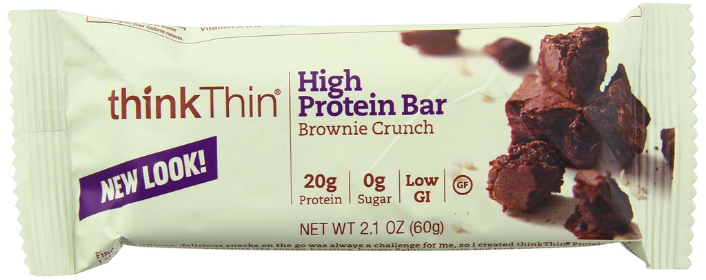 ThinkThin High Protein Bar, Brownie Crunch, 60 g, Bary, 10 Hrabia