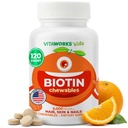 Dzieci Biotin 5000mcg Tabletki do rozgryzania i żucia 124; Smaczne suplementy do biotin 124; Wegan, Nie GMO 124; Wzrost włosów, Skóra i Nail Heath 124; Witaminy do włosów dla dzieci 124; 120 Chewables