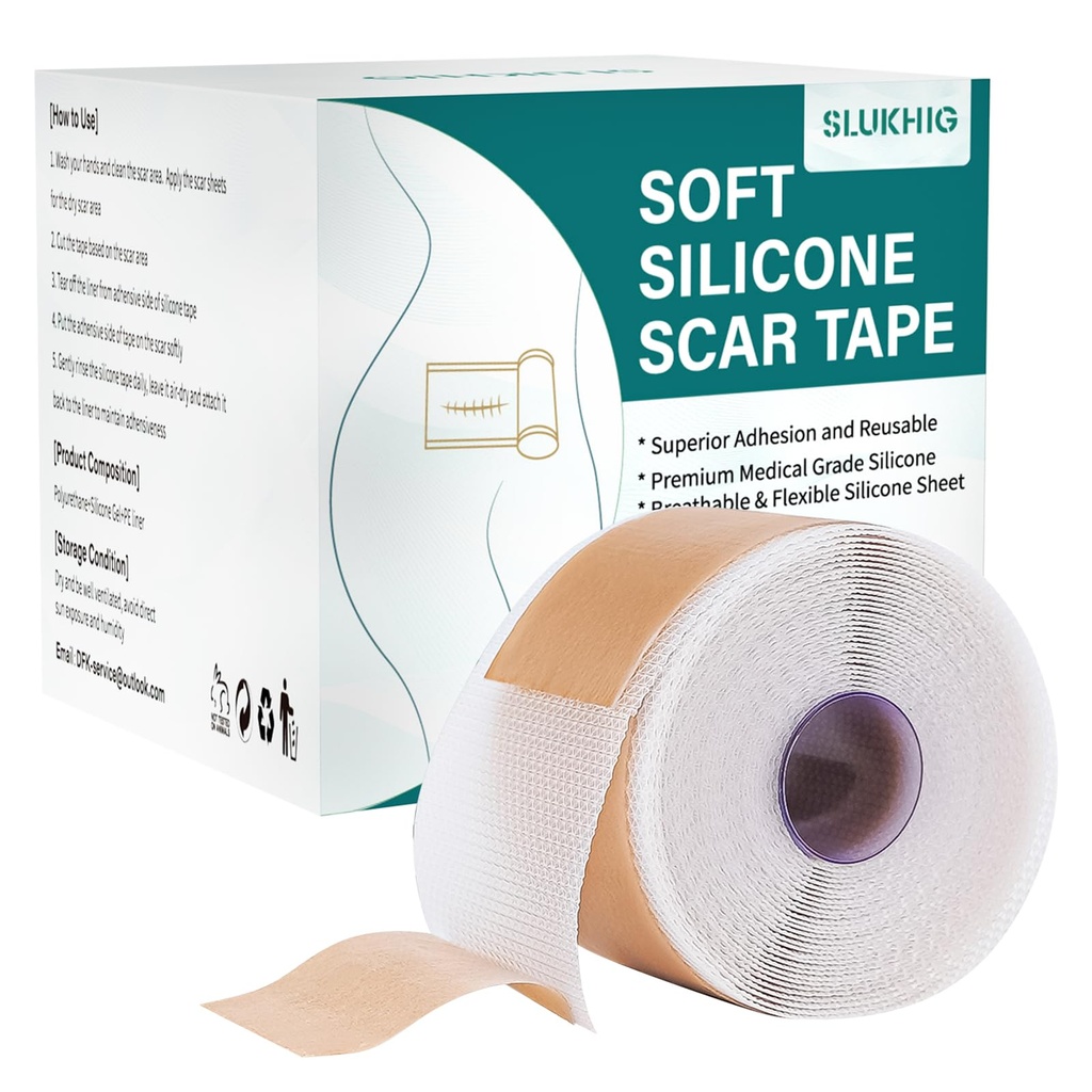 Sylikonowe arkusze z blizną (1.6 "x 158" Roll- 4M), silikonowa taśma z blizną do leczenia bliznowacenia, wielokrotnego użytku silikonowe blizny do sekcji C-, Kloid, Burn, Trądzik, Blizny chirurgiczne