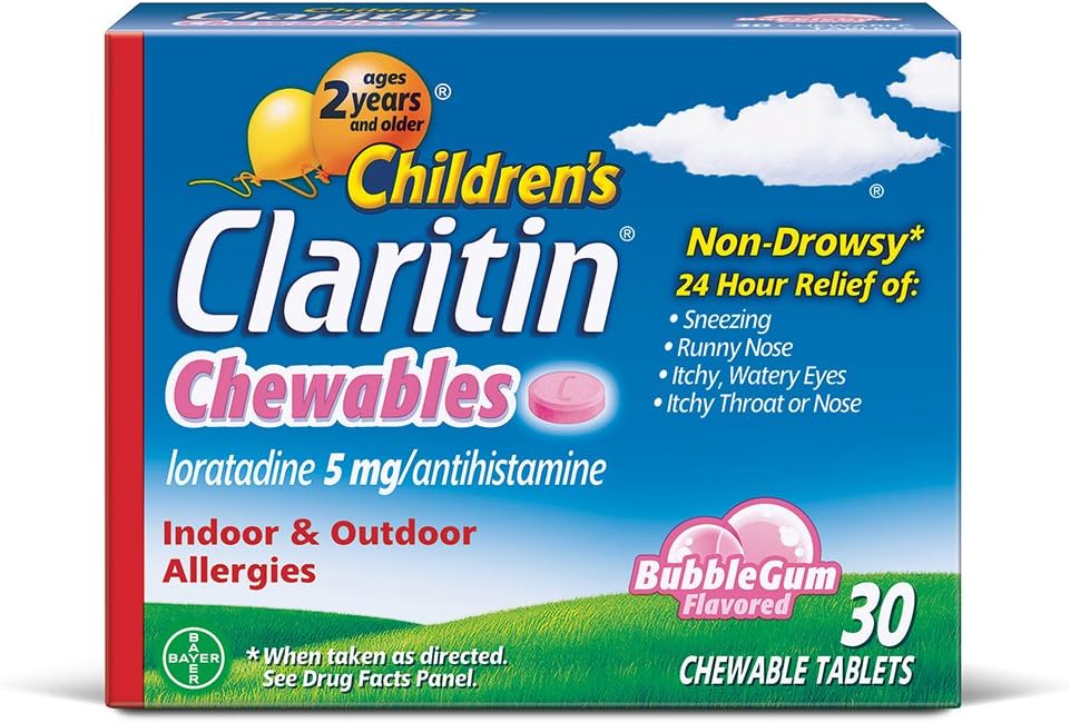 Claritin 24 Hour alergy Chewables for Kids, Non Drowsy alergy Relief, 30 Count