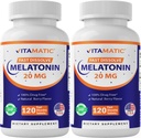 Witamatyczna melatonina 20mg dla wsparcia snu 124; wegetarianin, Non-GMO, gluten wolny 124; wysoka moc 20 MG 124; Natural Berry Flavor 120 Szybko rozpuszczalne tabletki - 2 Pack - 240 Count