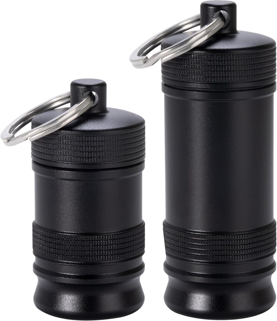 Przenośny uchwyt na pióro Keychain - Wodoodporny Aluminiowy Alloy Małe pióro Case, Metal Pill Container for Purse Daily Pill Box Medicine Bottle Organizer for Outdoor Camping Travel