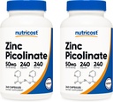 Nutricost Pikolinian cynku 50mg, 240 Kapsułki wegetariańskie (2 butelki) - Gluten Free i Non-GMO