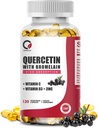 Quercetin 1000mg z bromelainą, witaminą C & D3, cynkiem, suplementami bromelainy Quercetin dla mężczyzn i kobiet, Non-GMO & Gluten Free, 120 kapsułek