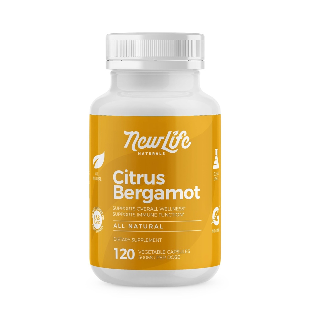 NewLife Naturals Citrus Bergamot Suplementy 500 MG dla Cholesterolu Wsparcie - Suplement Cholesterolu - 120 Kapsułki wegetariańskie