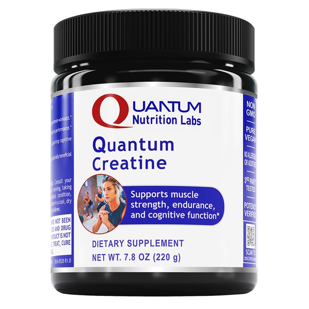 Quantum Nutrition Labs Kreatyna kwantowa - Monowodny proszek kreatora, Proszek kreatora dla mężczyzn, kobiet, wegetarianin, Przyjazna formuła wegańska - 7.8 oz (40 Sług)