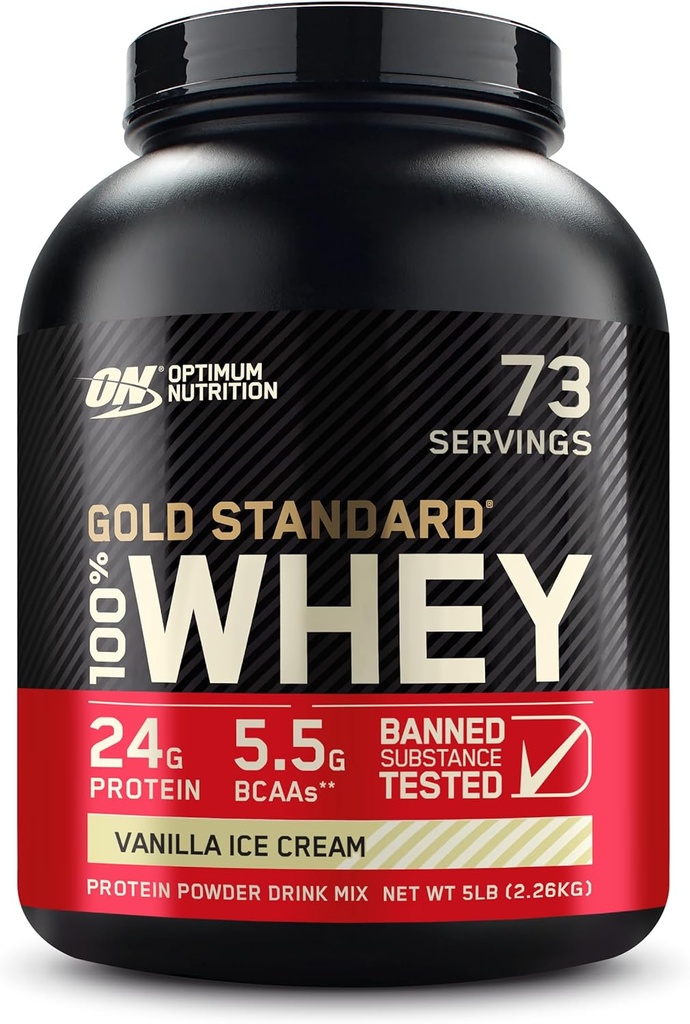 Optimum Nutrition Gold Standard serwatka Vanilla Lody - 5 funtów.