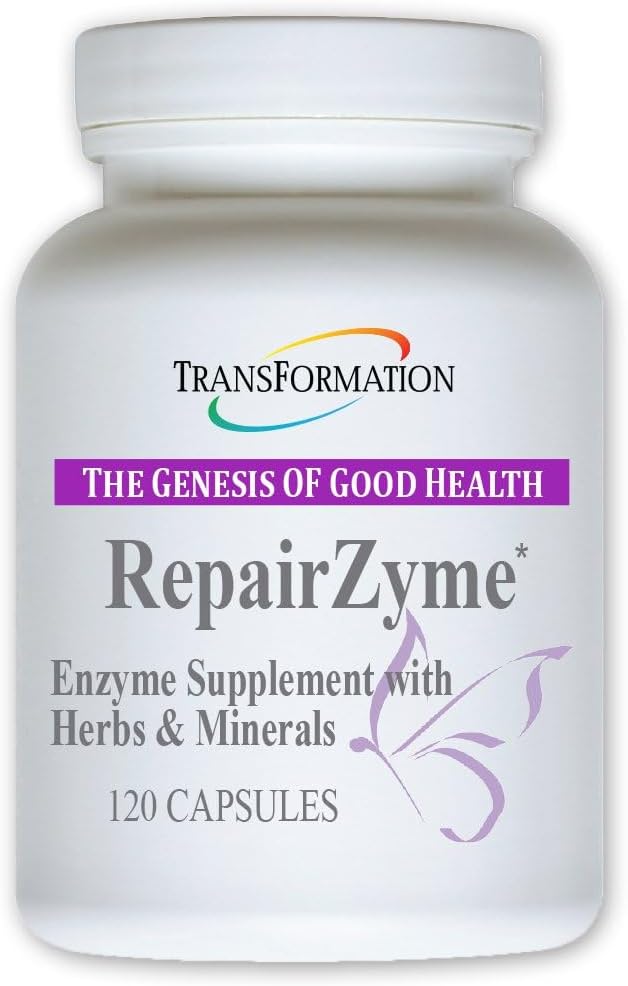 TRANSFORMACJA GENEZY DOBRYCH ZDROWIA RepairZyme High-Pottency Digestive Enzym Mieszanka Naturalna z ekstraktów ziołowych i minerałów eterycznych dla Gut, trawienie i ogólne Wellness, 120 kapsułki