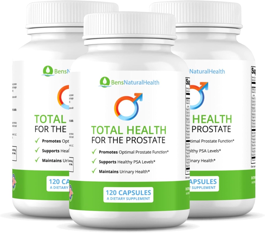 Ben 's Natural Health Total Health for The Prostate Supplement with Beta Sitosterol Vitamins C, D, E, Zinc and Turmeric, 360 Vegicaps, 3 Pack