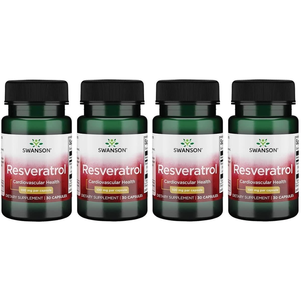 Swanson Resveratrol 100 100 miligramów 30 kapsułek (4 opakowania)