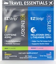 Travel Pack z suplementami energetycznymi i sennymi - 30 Count - Przenośne opakowanie z paskami kofeiny dla energii i melatoniny dla wsparcia snu podczas podróży - Made in USA, Sugar & Gluten Free