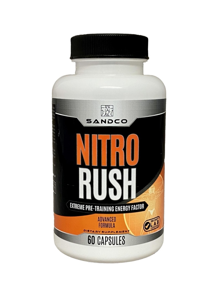 Sandco Nitro Rush Nootropowy suplement mózgu - 60 Kapsułki Focus for Concentration, dla mężczyzn i kobiet - Hi Energy Brain Booster with Tauryne, Vitamin B, Rhodiola - Wsparcie dla mózgu i pamięci