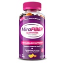 MiraFIBER Gummies z Makers of MiraLAX, 8g Daily Fiber Per Serving, Metabolic Support with B Vitamins, Gut Health for Men & Women, Prebiotic Fiber Gummies for Adult, Mieszany aromat owoców 72Ct