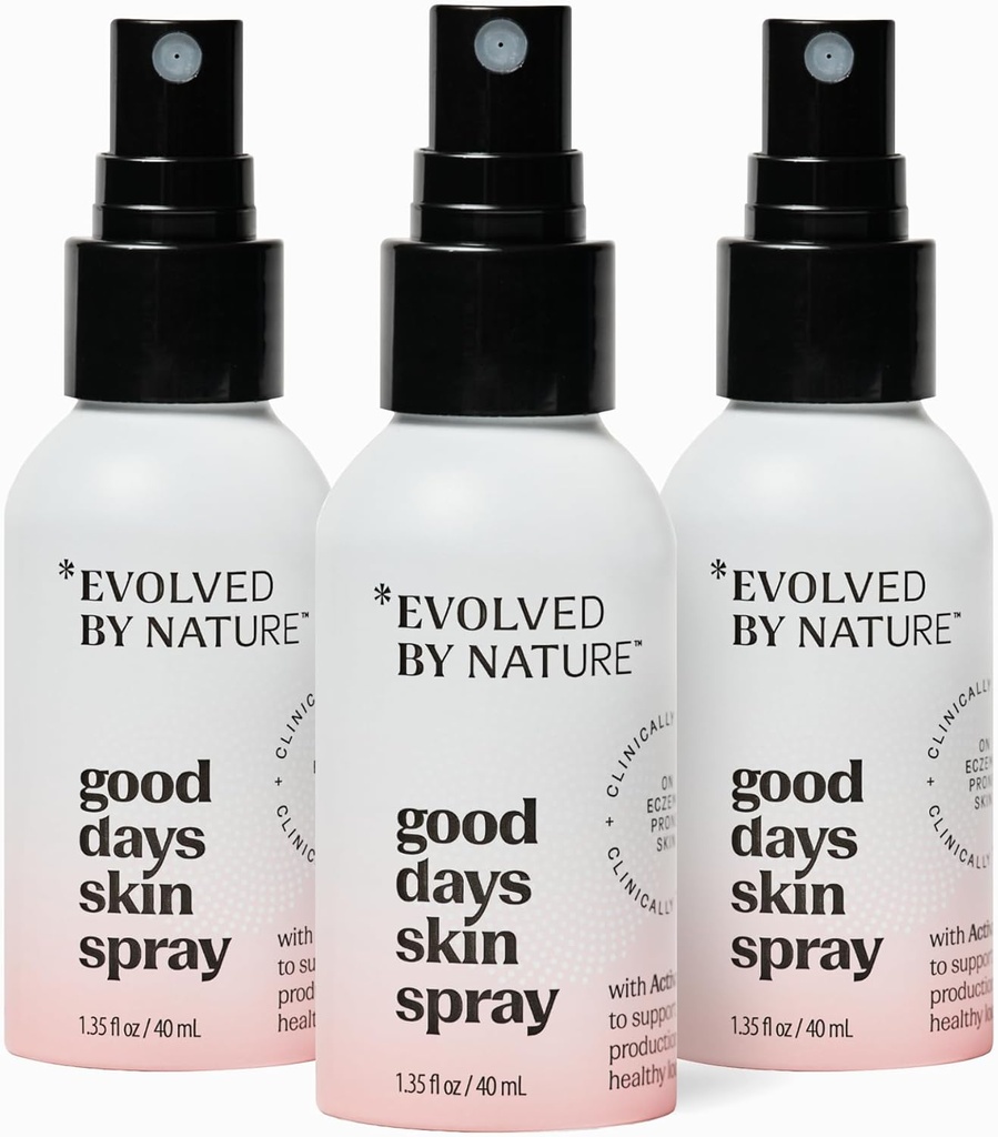 Ewoluowana przez naturalny rozpylacz ciała i twarzy Mist dla skóry podatnej na wyprysk, Good Days Spray skóry, 3 Pack, Klinicznie sprawdzone ciało i rozprysk twarzy, pomaga zmniejszyć podrażnienie i zaczerwienienie suchej i wrażliwej skóry