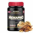 ALLMAX HEXAPRO, Czekoladowe masło orzechowe - 2 lb - 25 gramów białka na serwowanie - 8-godzinne Trwałe uwolnienie - Zero cukru - 21 Słupki