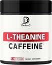 L- Theanine 200mg kapsułki i czyste tabletki kofeinowe 200mg - Smart Smooth Energy Production, Alertness, Cognitive & Focus Clarity Supplement - 120 kapsułek na 4 miesiące - Non-GMO & Gluten Free