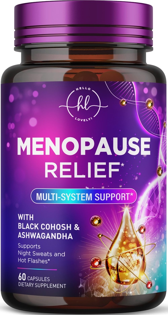Menopauza Suplementy dla kobiet z czarnym Cohosh - Naturalny, łagodny Hot Flash, nocne poty i hormony Wsparcie, Menopauza Relief Dong Quai, Energia & Balance, Non-GMO & Gluten Free - 60 Kapsułki