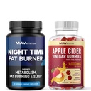 MAV NUTRITION Night Time Fat Burner Kapsułki i Jabłko Cydr Gummies Vinegar 124; Nocny booster metabolizmu dla wsparcia stomach tłuszczu Burning z Melatonin & ACV 124; 1 Dostawa miesiąc