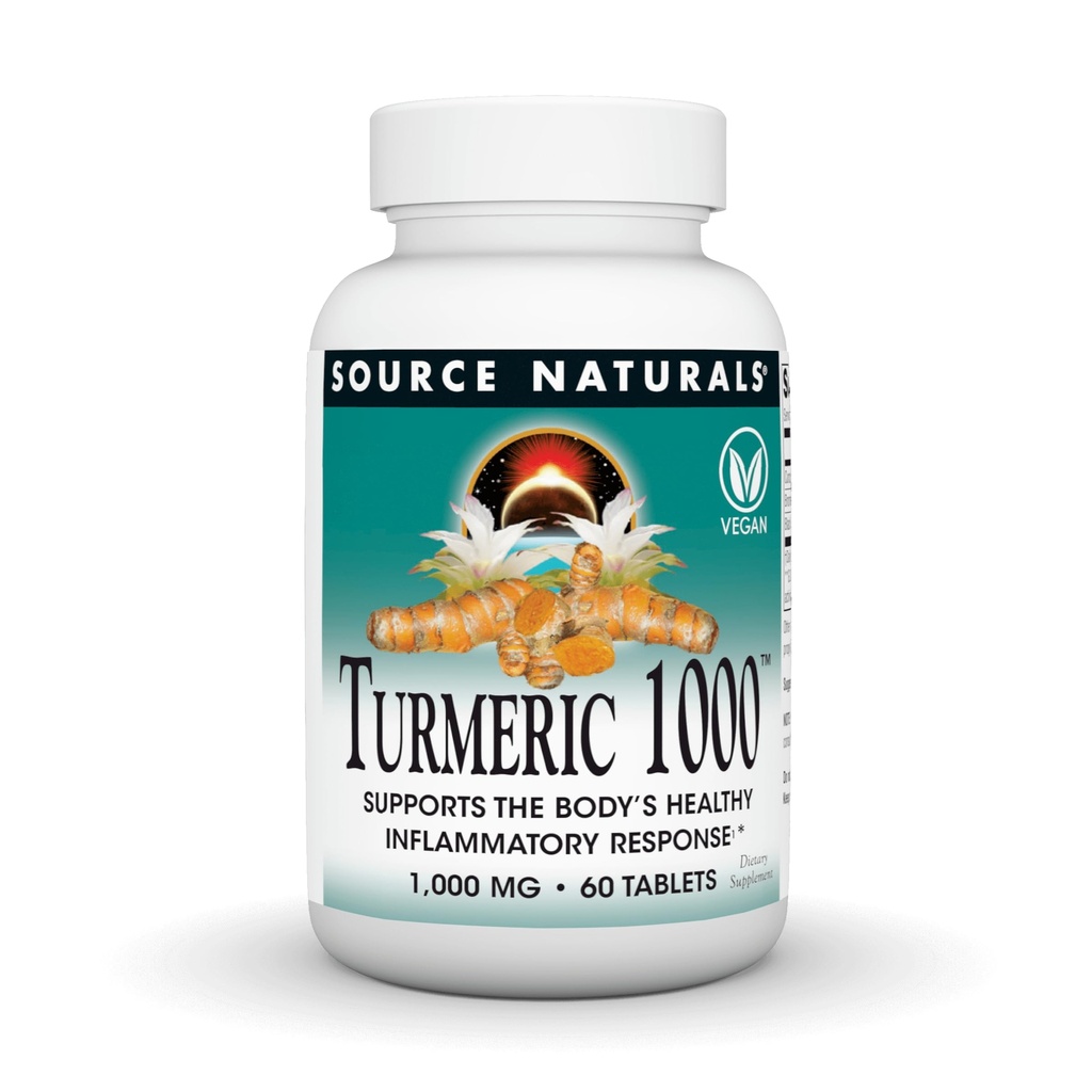 Źródło Naturals Turmeric 1000, Wspiera zdrową reakcję zapalną organizmu *, 1000 mg - 60 tabletek