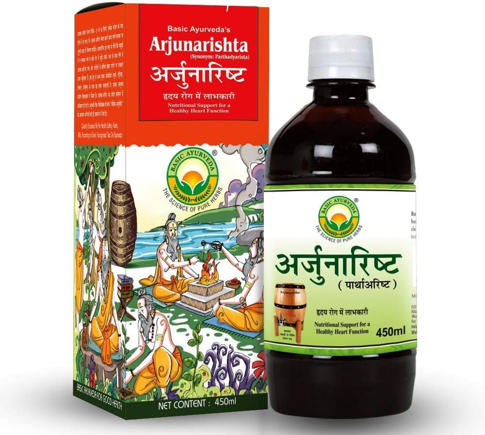 THRU Arjunarishta Syrop 124; 450ml Syrop 124; Nadciśnienie 124; Problem w klatce piersiowej 124; Zachowanie Cholesterolu Poziom 124; Ziołowe Serce Tonic 124; Poprawa zdrowia jamy ustnej