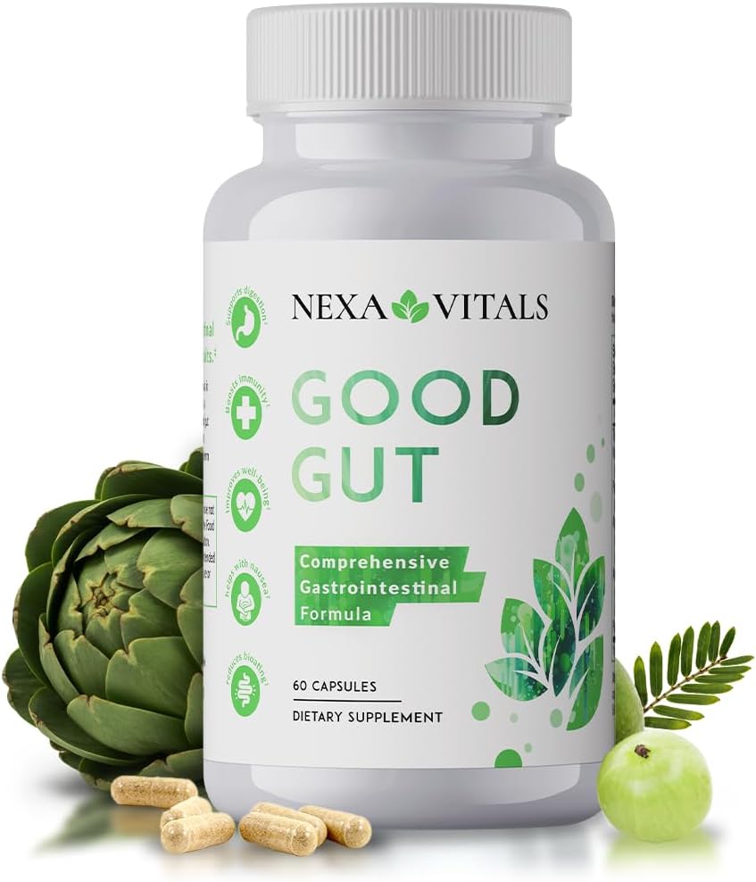 Good Gut - trawienie wspomagające zioła do przywracania Gut Health - Promowanie zdrowych ruchów jelita, Redukcja wzdęcia i boost GI Motility w / Triphala & Artiduck Extract - 60 Kapsułki