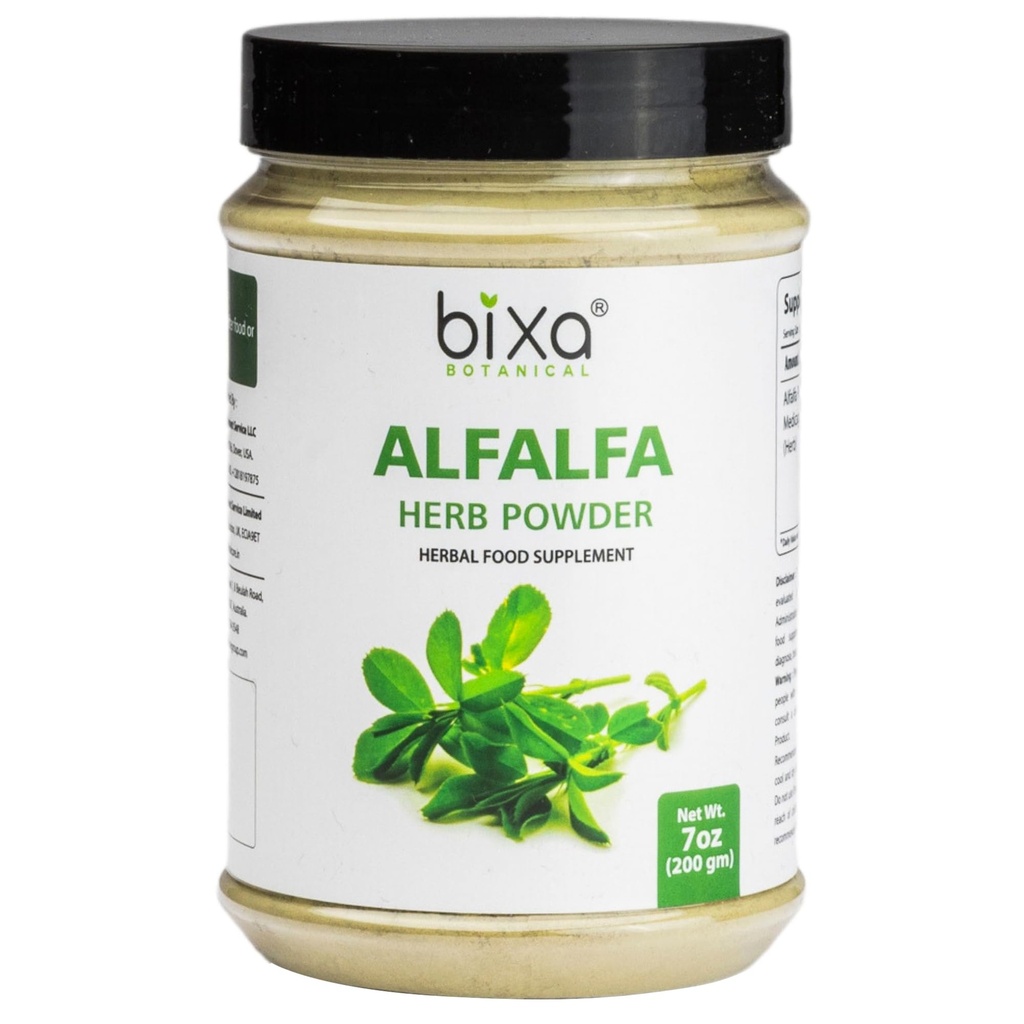 bixa BoTANICAL Alfalfa proszek Czysty (Medicago Sativa) Superfood 124; Ayurvedic Natural Herbal Supplement 7 Oz / 200g