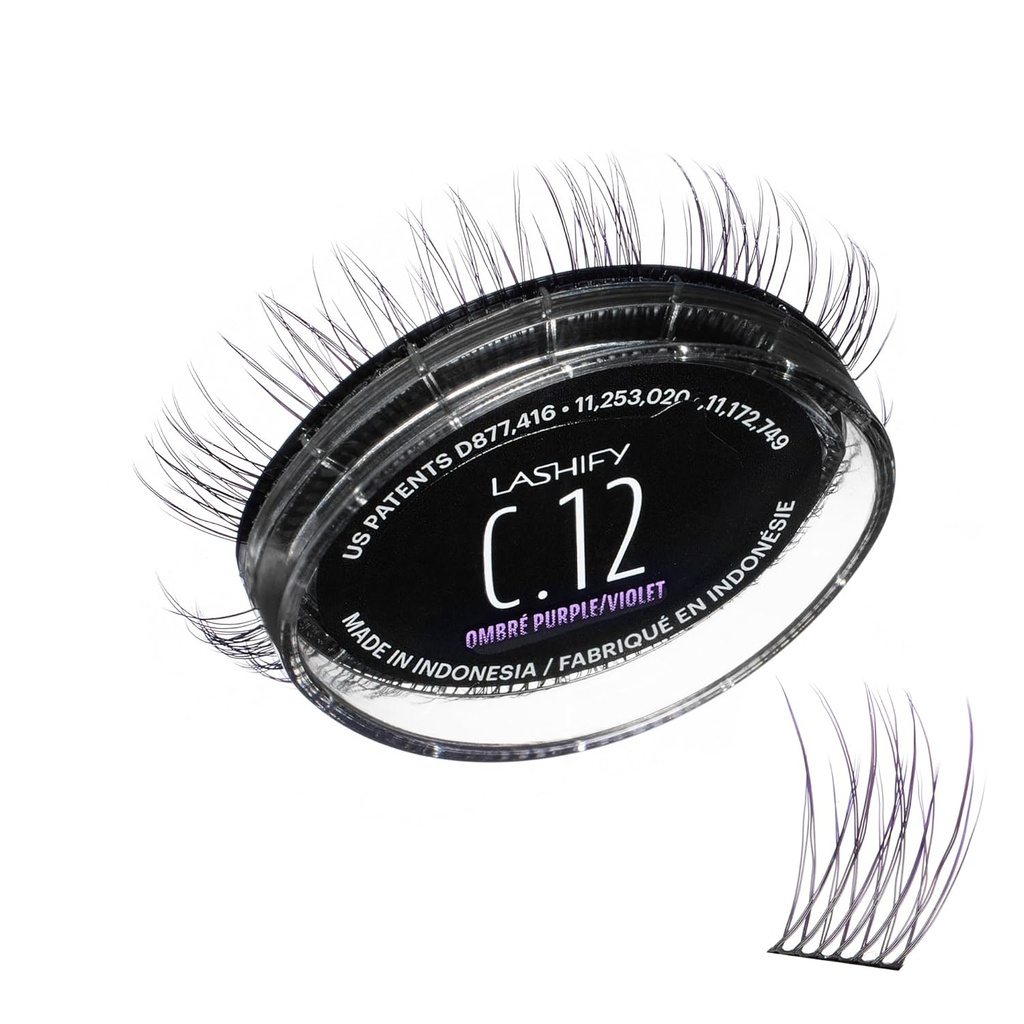 Lashify Curl 12mm Gossamer Eyelash Rozszerzenia Refill w Ombre Purple, Easy DIY fałszywe rzęsy dla naturalnego wygląd