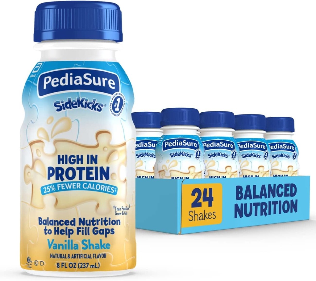 PediaSure SideKicks Nutrition Shake for Kids, Vanilla, 8 fl oz (opakowanie po 24)