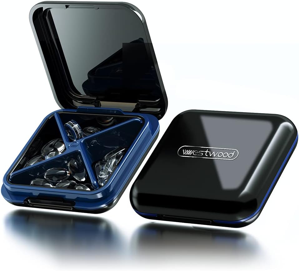 Małe pudełko na pióro, Travel pill case - Acedada przenośny pojemnik na pióro dzienne, uchwyt na pióro do torebki, wodoodporny Compact Medicine Organizer, Witamina Case, czarny