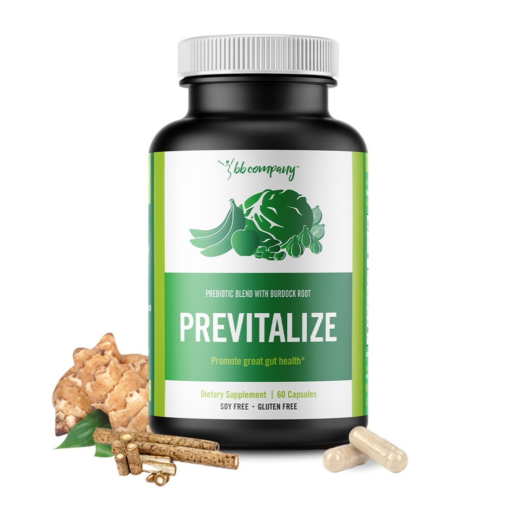 BB Firma Previtalize 124; Prebiotyki dla kobiet, Prebiotyczne włókno dla Gut Health, Digestive Health 124; Żywność dla dobrych probiotyków 124; Uzupełnienie do Probiotyki & Provitalize 124; Opakowania Vary 124; 60 Ct