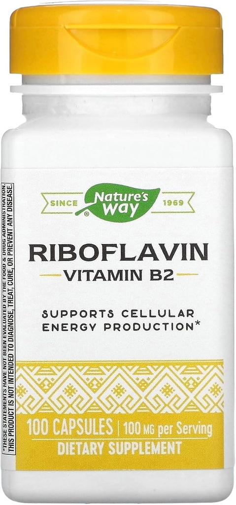 Natura 's Way Witamina B2, 100 mg ryboflawina, 100 kapsułek, Opakowanie po 2