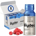 Ryde: Relax Shot Nether124; Malina Flavor Nether124; Lemon Balm, L- Theanine, Ginseng & Rumomile Nether124; 0 Calories, 0 Sugar Nether124; 2 FL OZ Shots Nether124; Helps You Relax * (8 Pack)