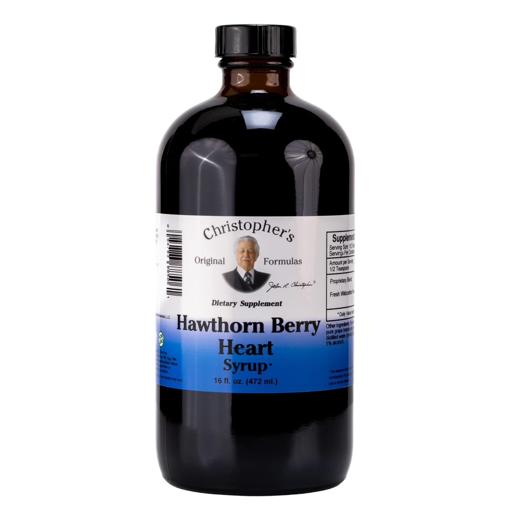 Oryginalne wzory Christophera Hawthorn Berry Heart Syrop - 16 fl oz 124; Natural Herbal Blend for General Wellness